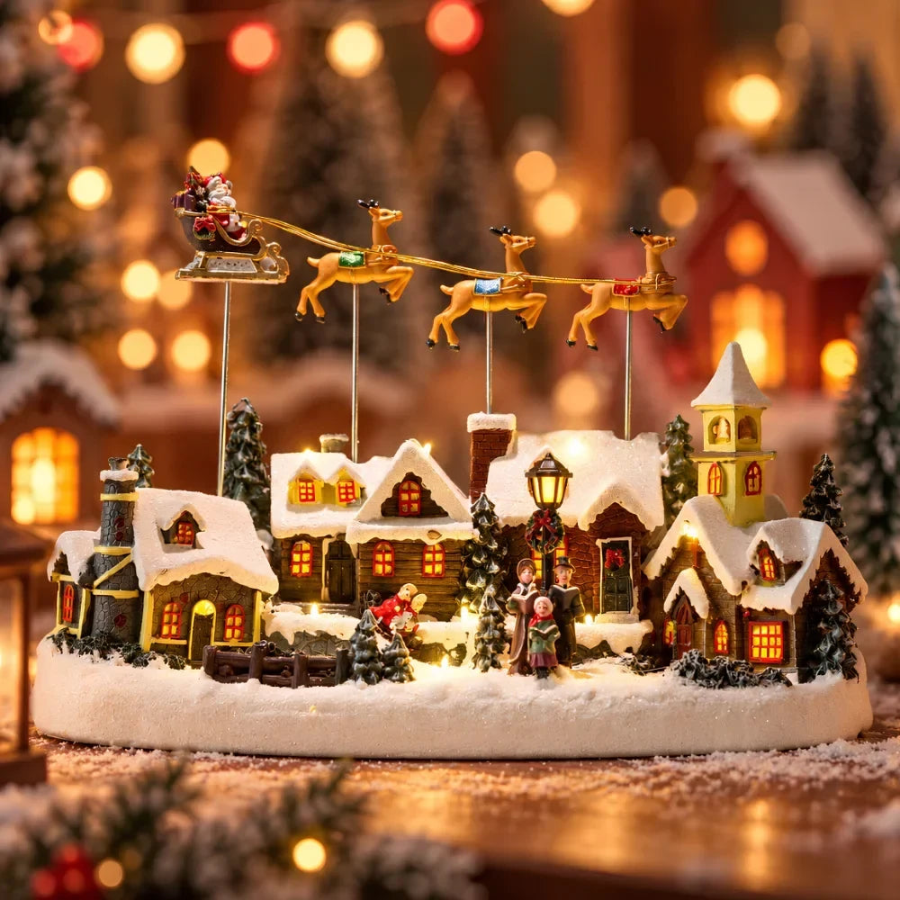 Christmas Village with Animated Train Rotating Tree and LED Lights - Image 1