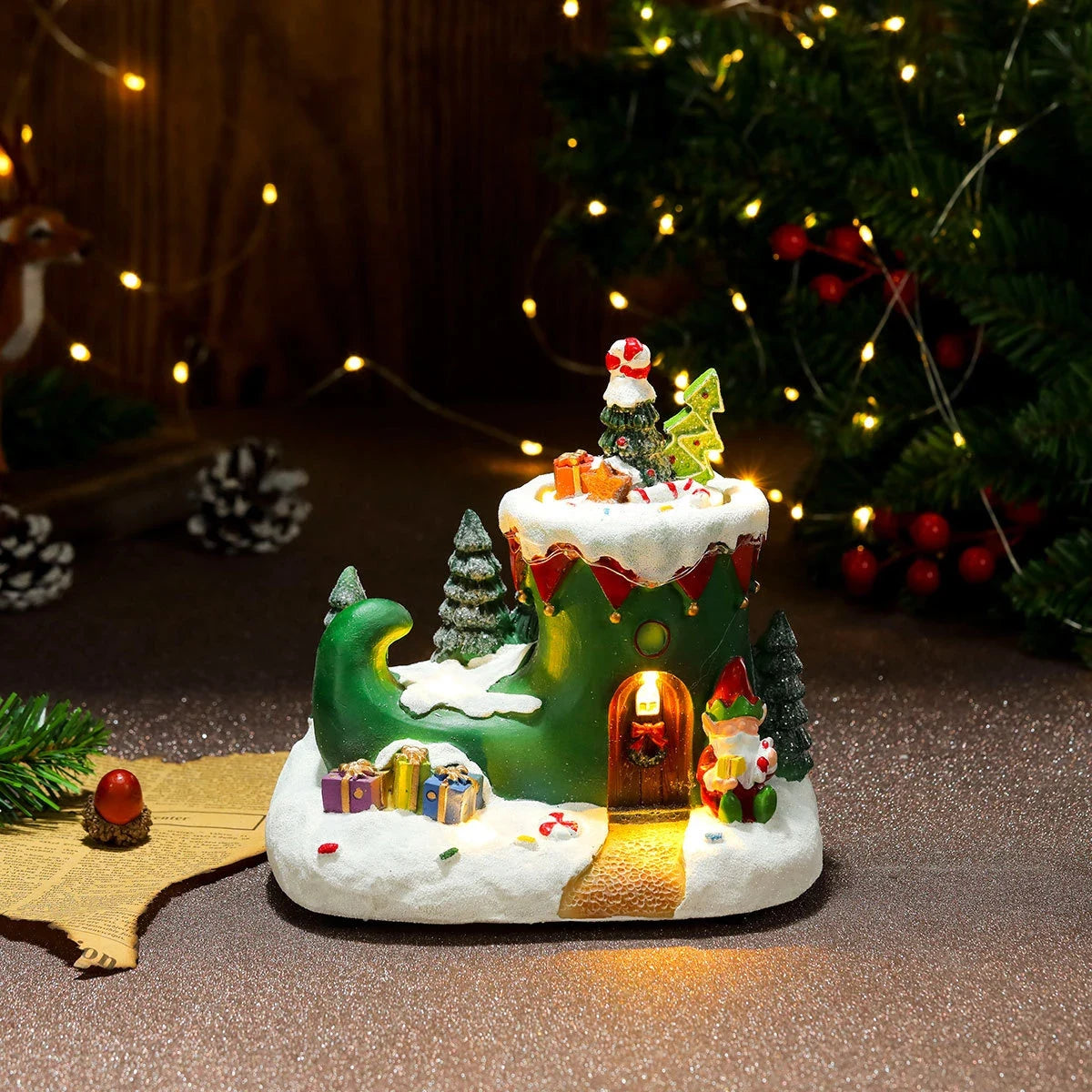Christmas Village with Animated Train Rotating Tree and LED Lights - Image 18
