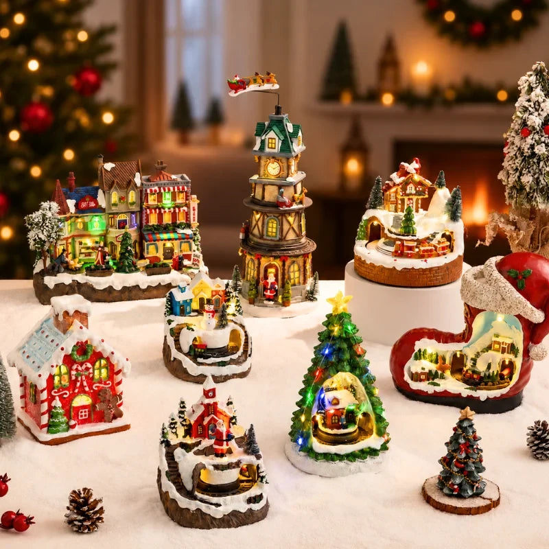 Christmas Village with Animated Train Rotating Tree and LED Lights - Image 5
