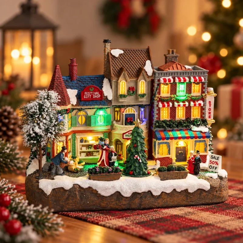 Christmas Village with Animated Train Rotating Tree and LED Lights - Image 7
