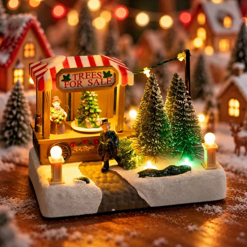 Christmas Village with Animated Train Rotating Tree and LED Lights - Image 8