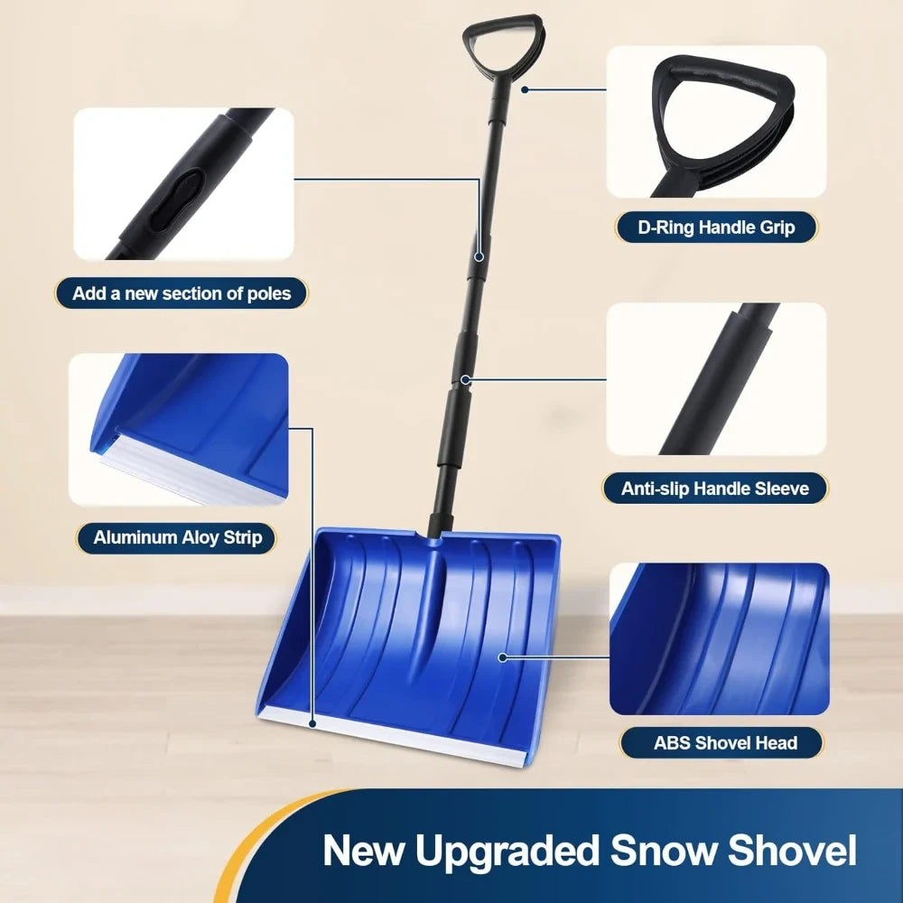 Collapsible Snow Shovel with Adjustable Handle and Plastic Scoop - Image 9