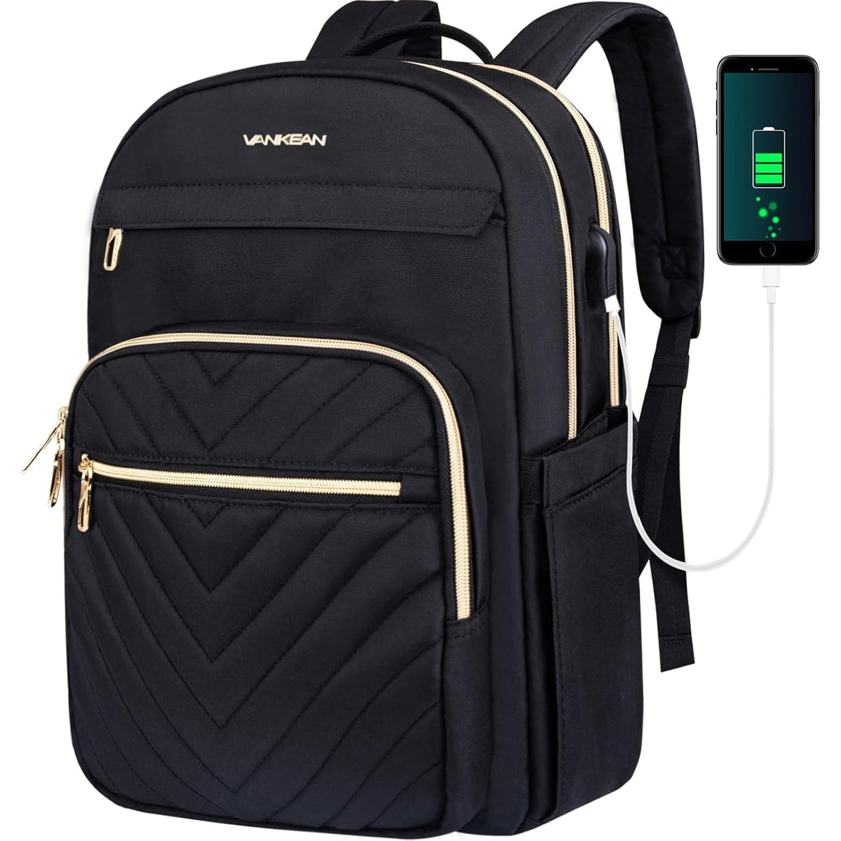 Commuter Backpack with Padded Laptop Compartment USB Charging Port and Luggage Strap - Image 1