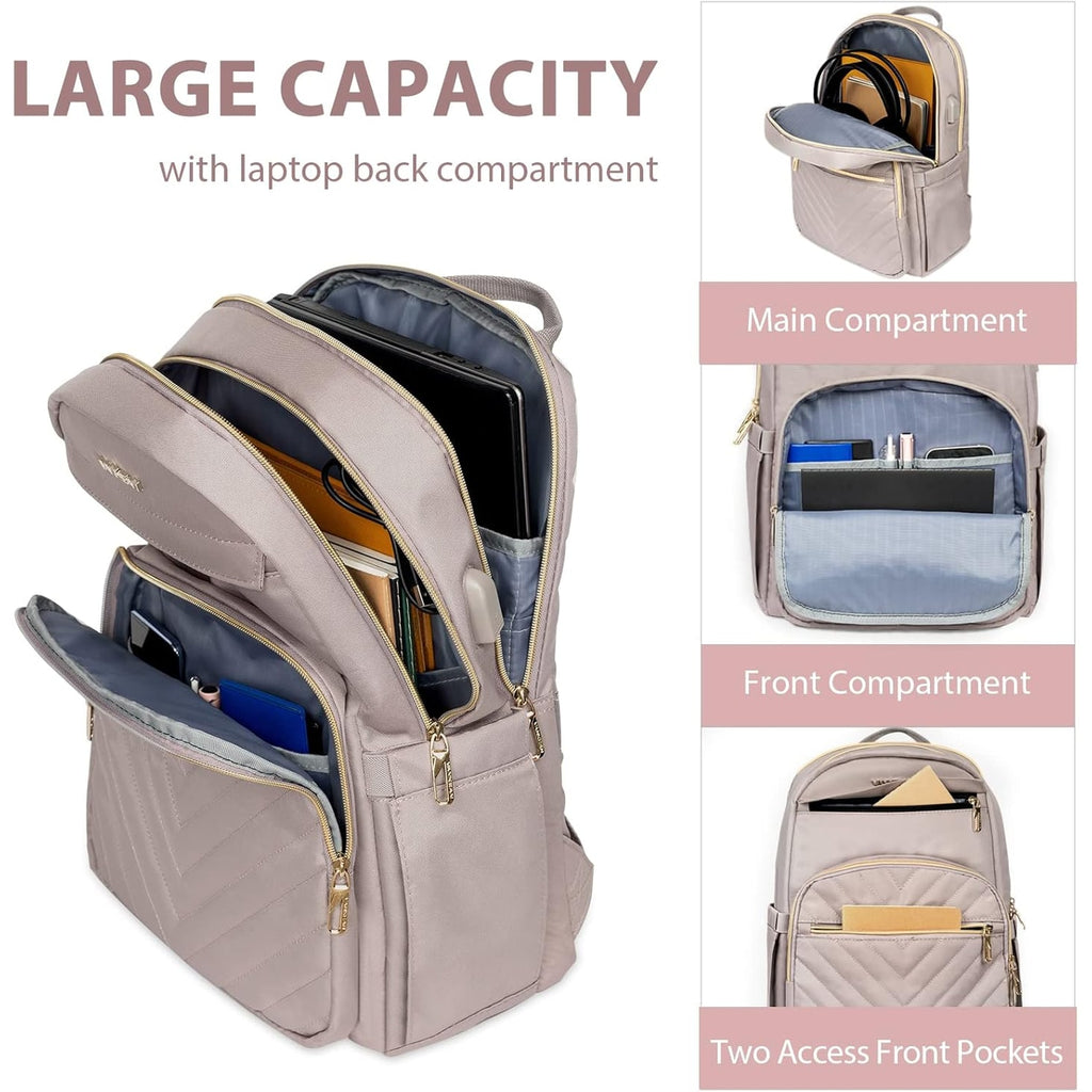 Commuter Backpack with Padded Laptop Compartment USB Charging Port and Luggage Strap - Image 10