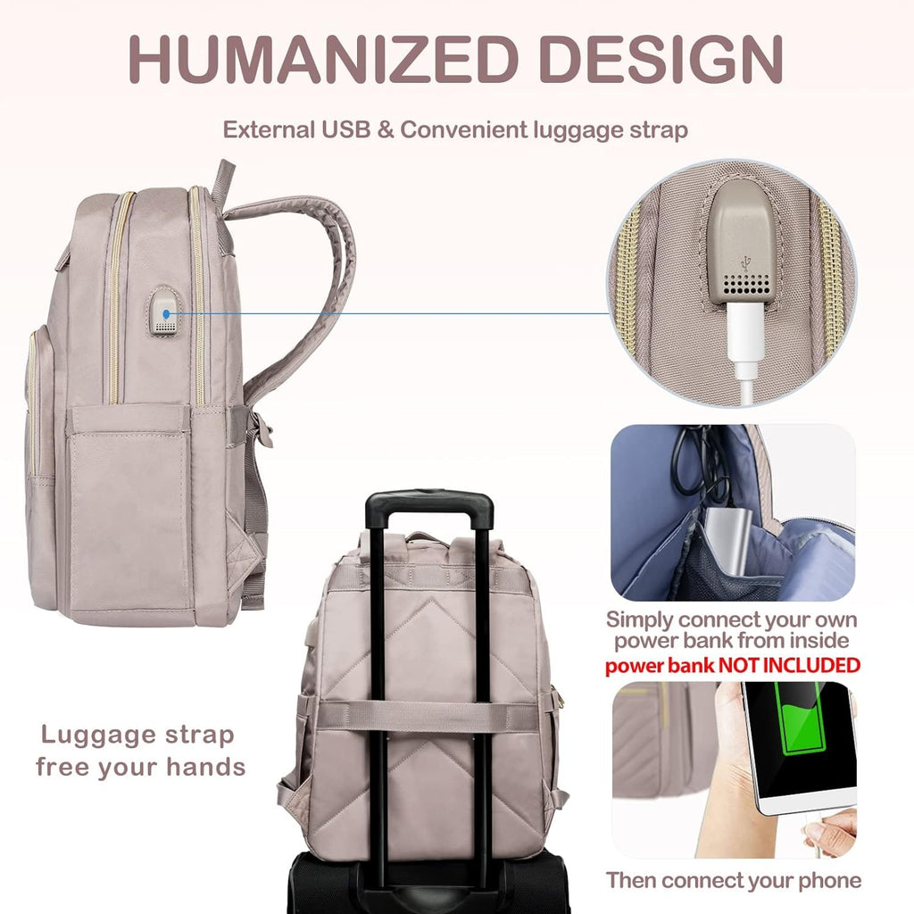 Commuter Backpack with Padded Laptop Compartment USB Charging Port and Luggage Strap - Image 8