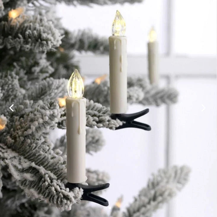 Cordless Clip-On Christmas Tree Lights with Warm White Flickering Candles - Image 3