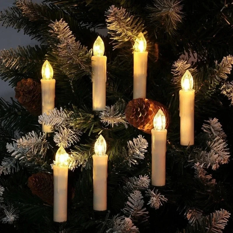 Cordless Clip-On Christmas Tree Lights with Warm White Flickering Candles - Image 5