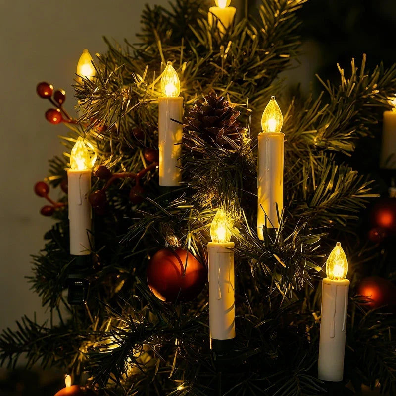 Cordless Clip-On Christmas Tree Lights with Warm White Flickering Candles - Image 6