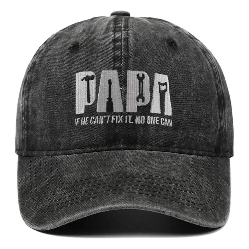Dad Gang Hat with Embroidered Papa Design Washed Cotton Vintage Baseball Cap - Image 1