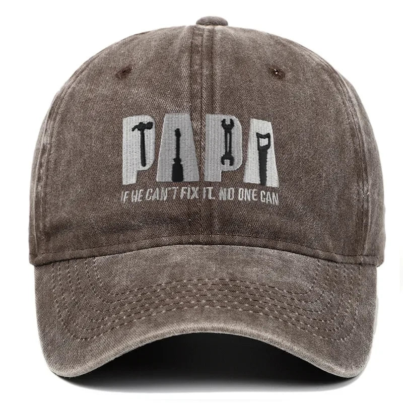 Dad Gang Hat with Embroidered Papa Design Washed Cotton Vintage Baseball Cap - Image 10