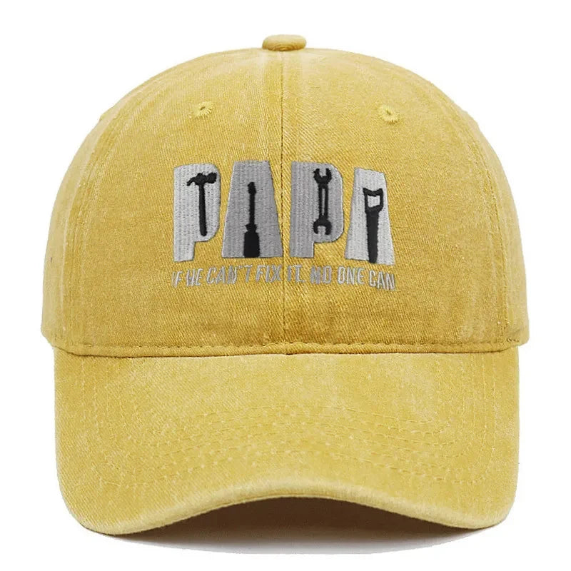 Dad Gang Hat with Embroidered Papa Design Washed Cotton Vintage Baseball Cap - Image 11