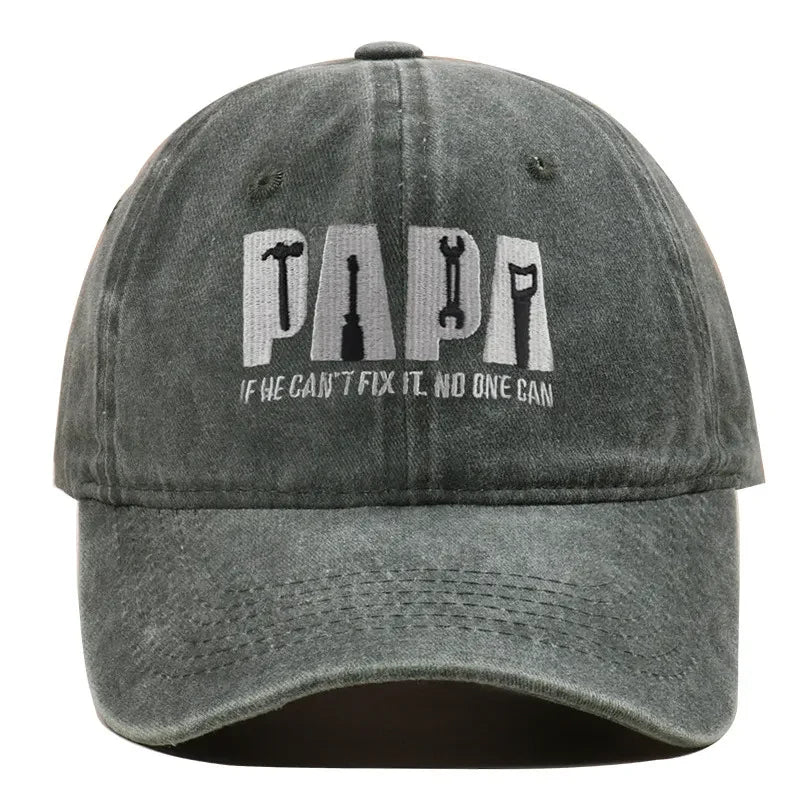 Dad Gang Hat with Embroidered Papa Design Washed Cotton Vintage Baseball Cap - Image 3