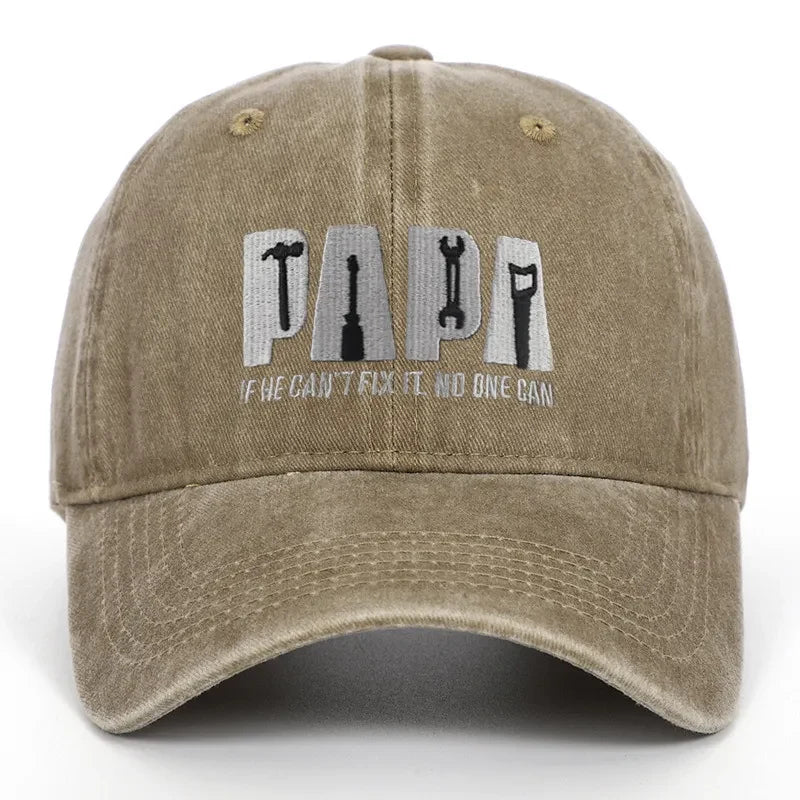 Dad Gang Hat with Embroidered Papa Design Washed Cotton Vintage Baseball Cap - Image 7