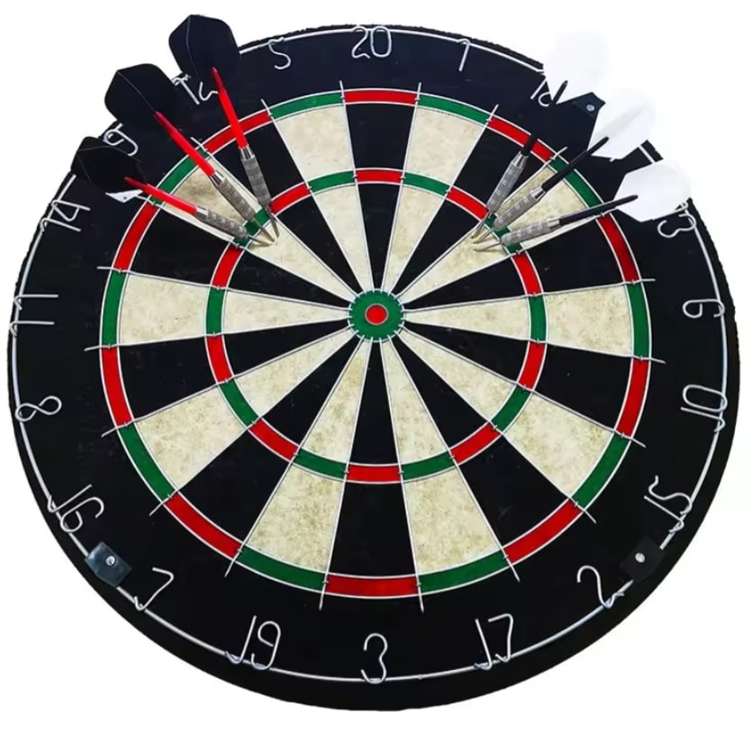 Dartboard with Darts 18-Inch Sisal Bristle Round Board with 6 Steel Tip - Image 2