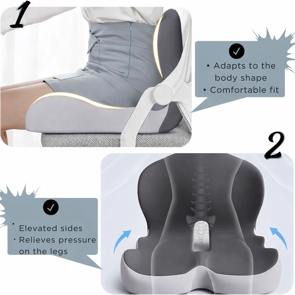 Desk Chair Seat Cushion with Memory Foam Ergonomic Lumbar Support and Contoured Back - Image 4