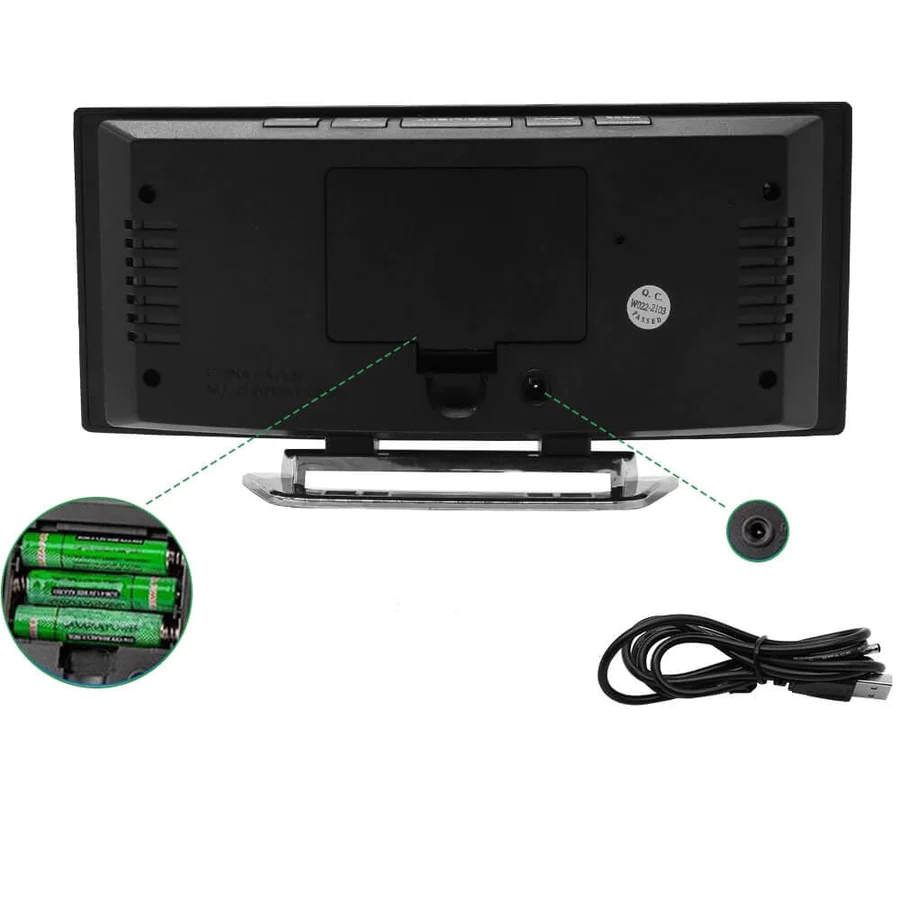 Digital Alarm Clock with Curved Mirror LED Display and Battery Powered Operation - Image 5