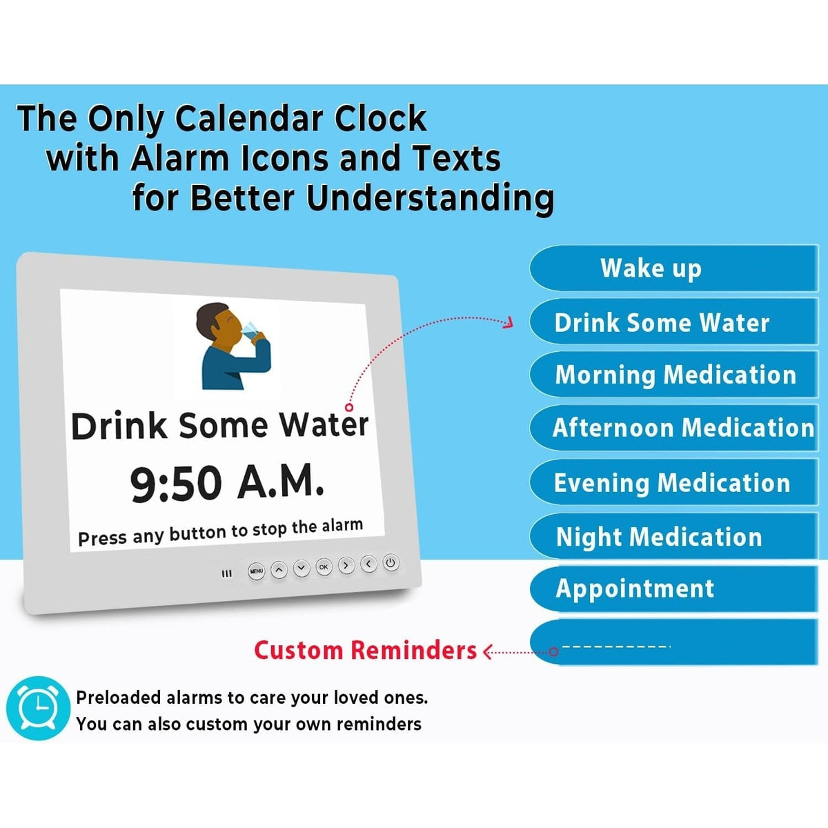 Digital Calendar Clock with Large Display Wireless Remote Control and Alarm Reminders - Image 10
