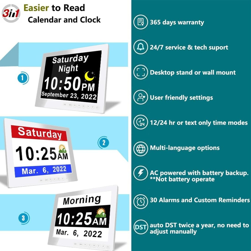 Digital Calendar Clock with Large Display Wireless Remote Control and Alarm Reminders - Image 9