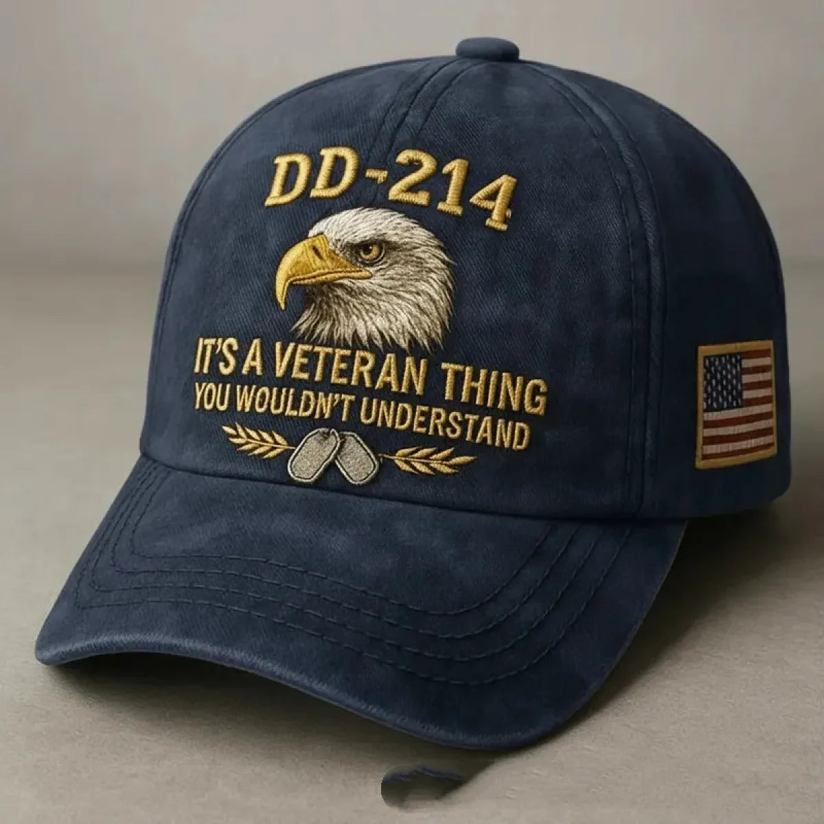 Embroidered Veteran Baseball Cap with Vintage Washed Cotton and Flag Patch - Image 8