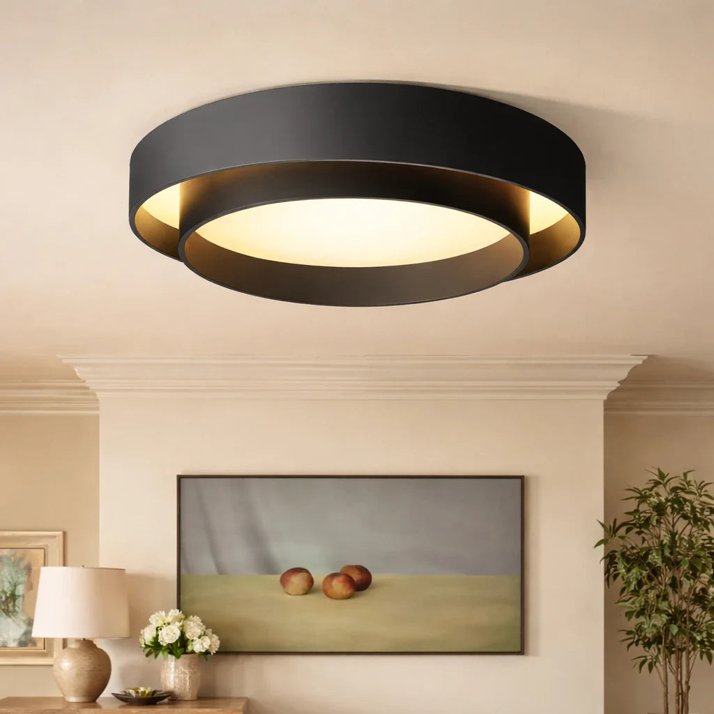 Plafonnier LED rond à motif circulaire à plusieurs niveaux, pour chambre, couloir et cuisine