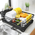 Expandable Dish Drying Rack with Integrated Drip Tray and Over Sink Extension Legs - Image 1