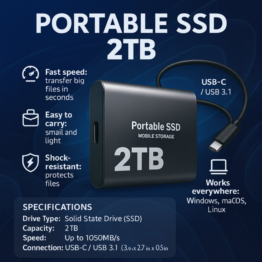 External Ssd Portable Solid State Drive with Usb-C for Fast File Transfer - Image 11
