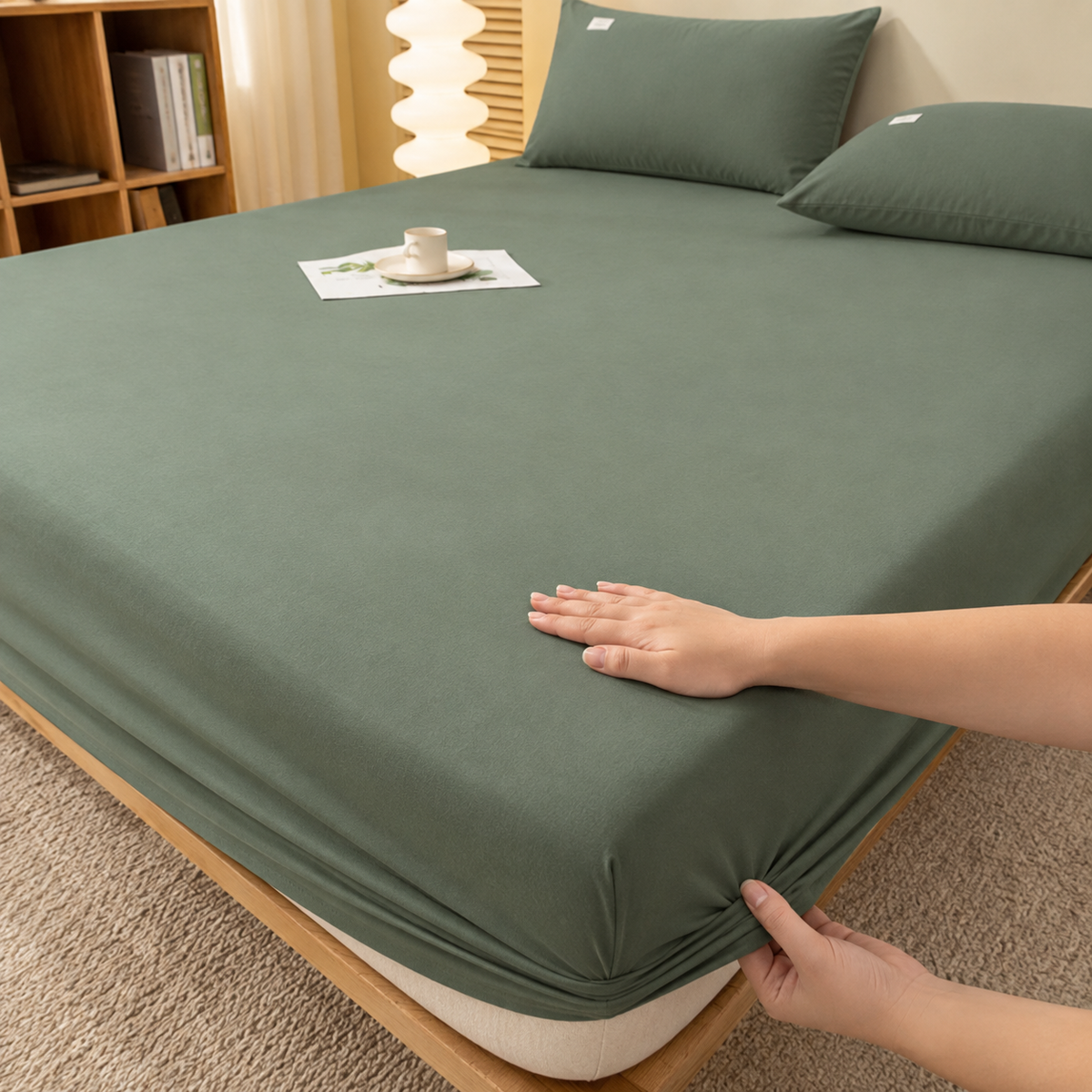 Extra Deep Fitted Bed Sheet with Wrinkle-Resistant Smooth Finish and Pocket Design - Image 52