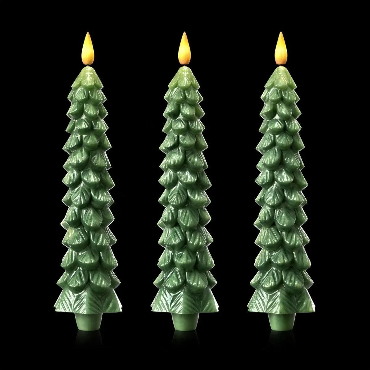 Flameless LED Taper Candles with Christmas Tree Shape and Remote Control Timer - Image 3