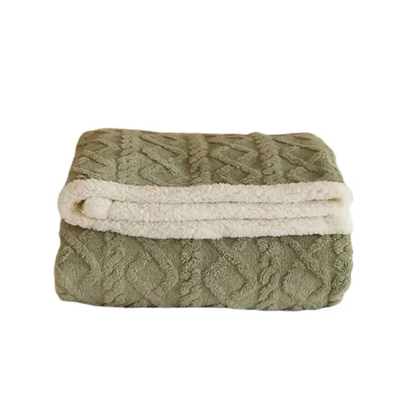 Fleece Throw Blanket with Reversible Sherpa and Cable Knit Texture - Image 4