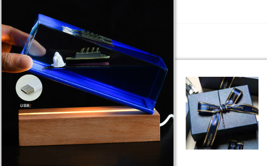 Fluid Drift Bottle Desk Ornament with Floating Ship and LED Light Base - Image 3