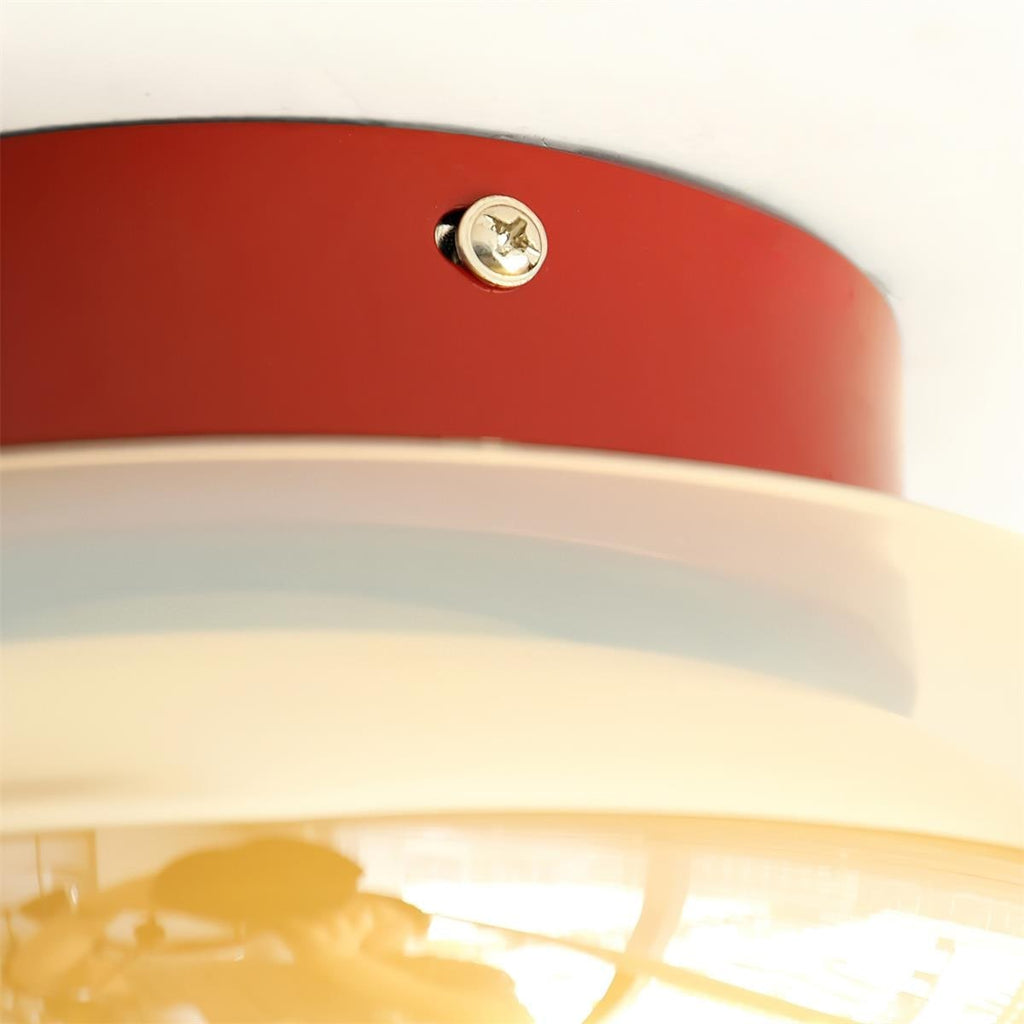 Flush Mount Ceiling Light with Amber Glass Shade Integrated LED Warm - Image 10