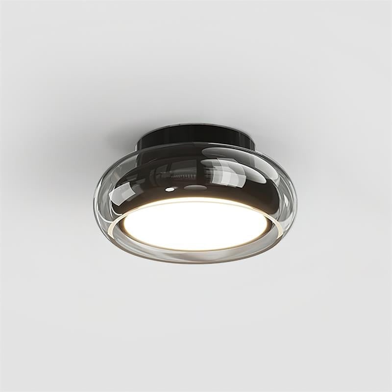 Flush Mount Ceiling Light with Amber Glass Shade Integrated LED Warm - Image 17