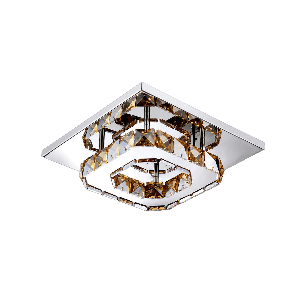 Flush Mount Ceiling Light with Faceted Crystal and Square Design for Bedroom Kitchen Dining Room - Image 1