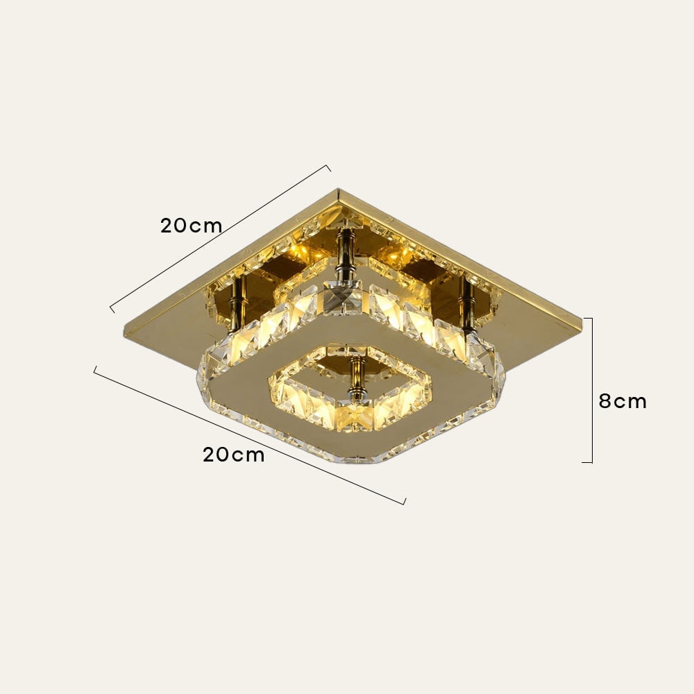 Flush Mount Ceiling Light with Faceted Crystal and Square Design for Bedroom Kitchen Dining Room - Image 10