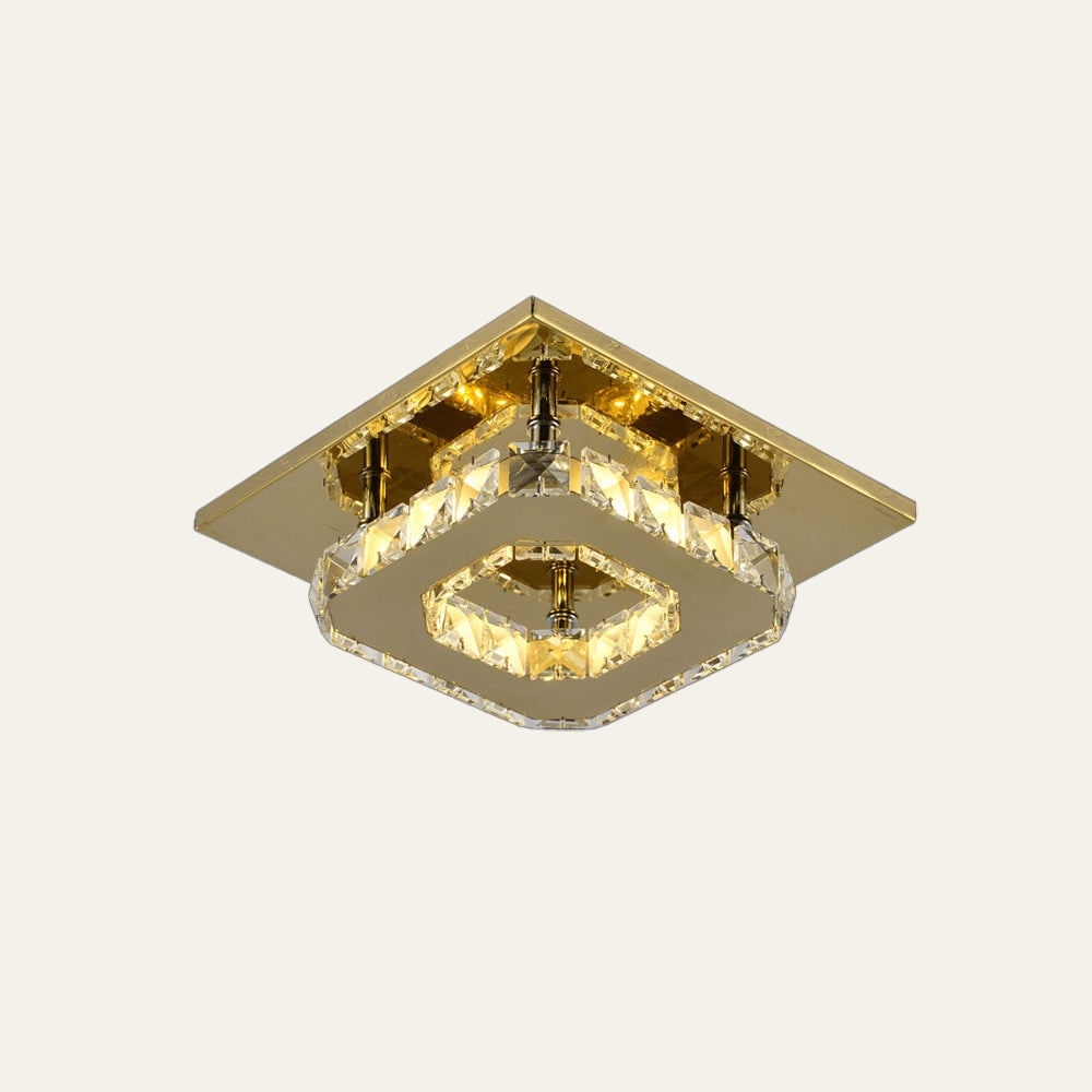 Flush Mount Ceiling Light with Faceted Crystal and Square Design for Bedroom Kitchen Dining Room - Image 11