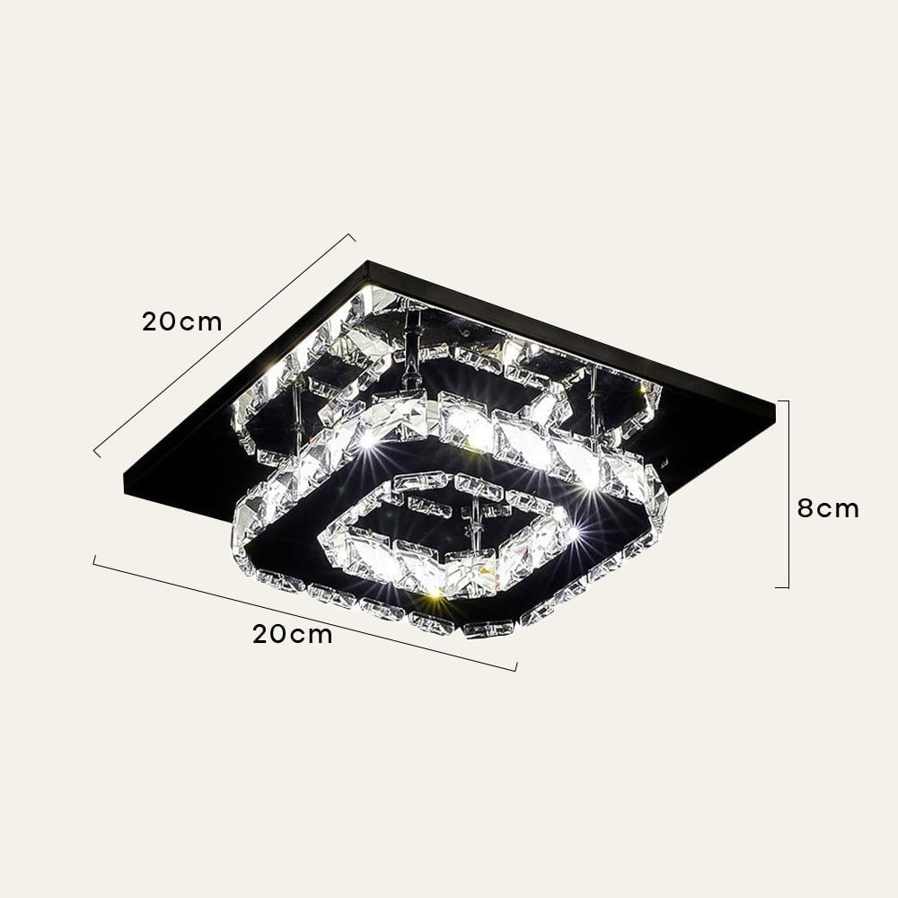 Flush Mount Ceiling Light with Faceted Crystal and Square Design for Bedroom Kitchen Dining Room - Image 14