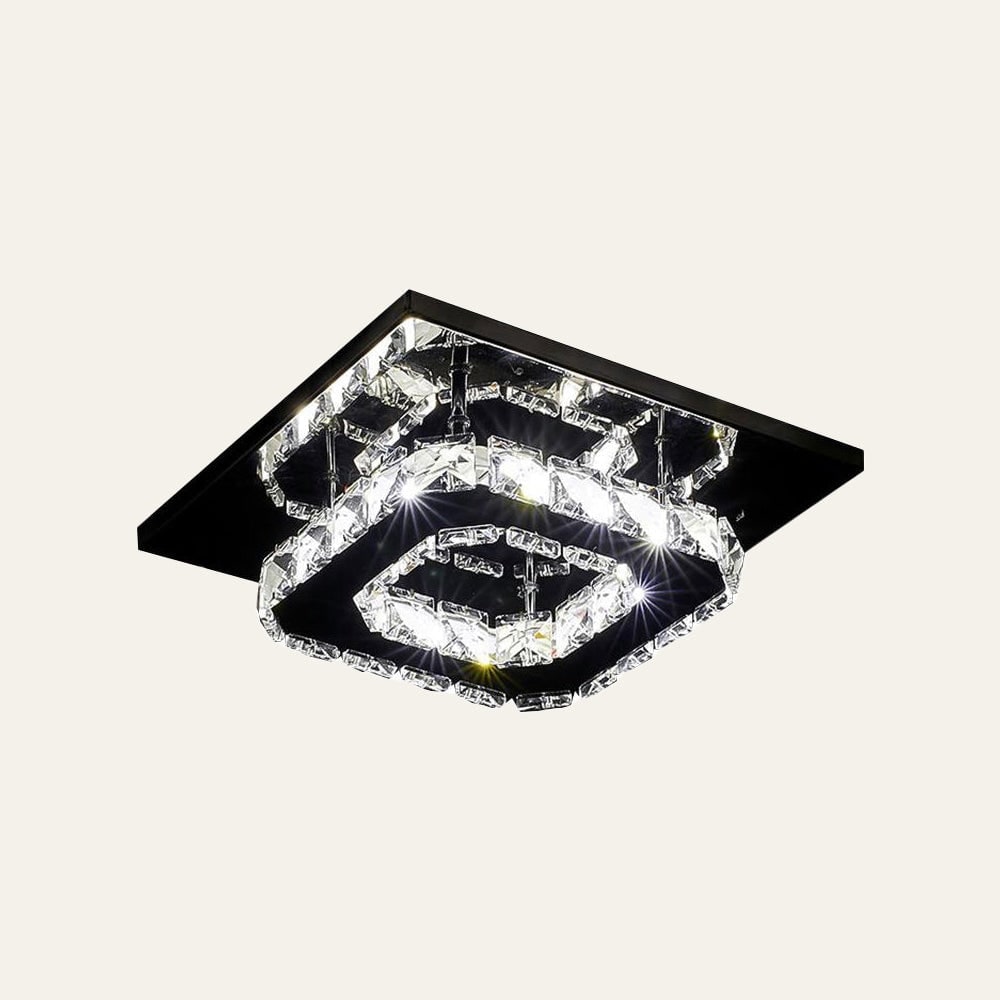 Flush Mount Ceiling Light with Faceted Crystal and Square Design for Bedroom Kitchen Dining Room - Image 15