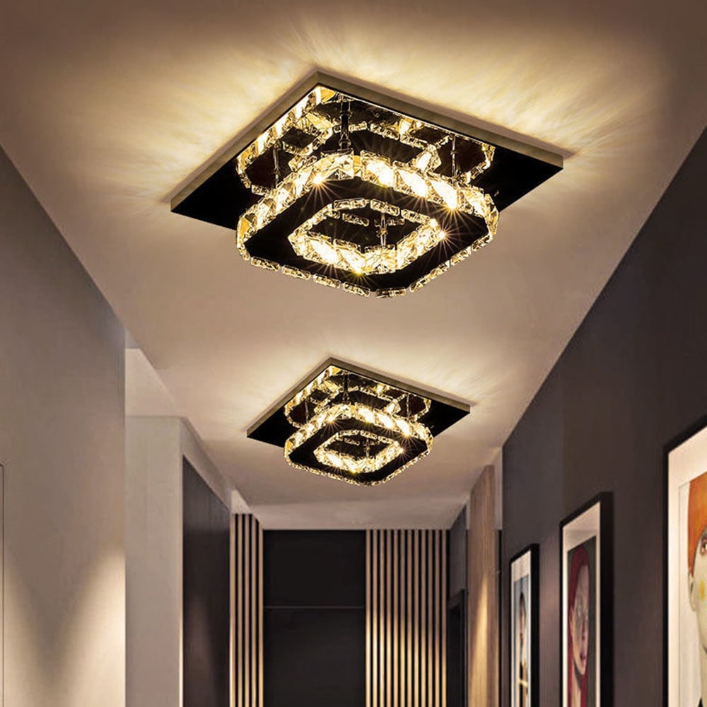 Flush Mount Ceiling Light with Faceted Crystal and Square Design for Bedroom Kitchen Dining Room - Image 20