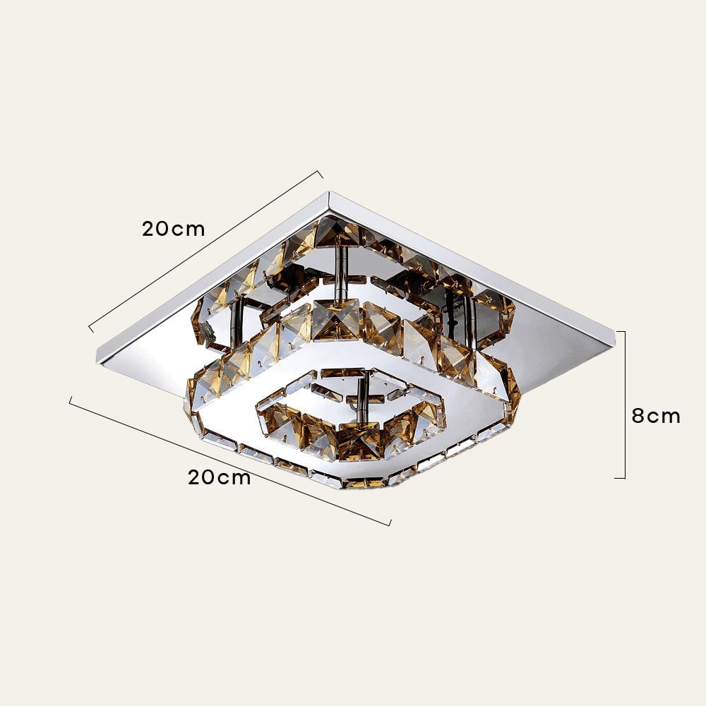 Flush Mount Ceiling Light with Faceted Crystal and Square Design for Bedroom Kitchen Dining Room - Image 4