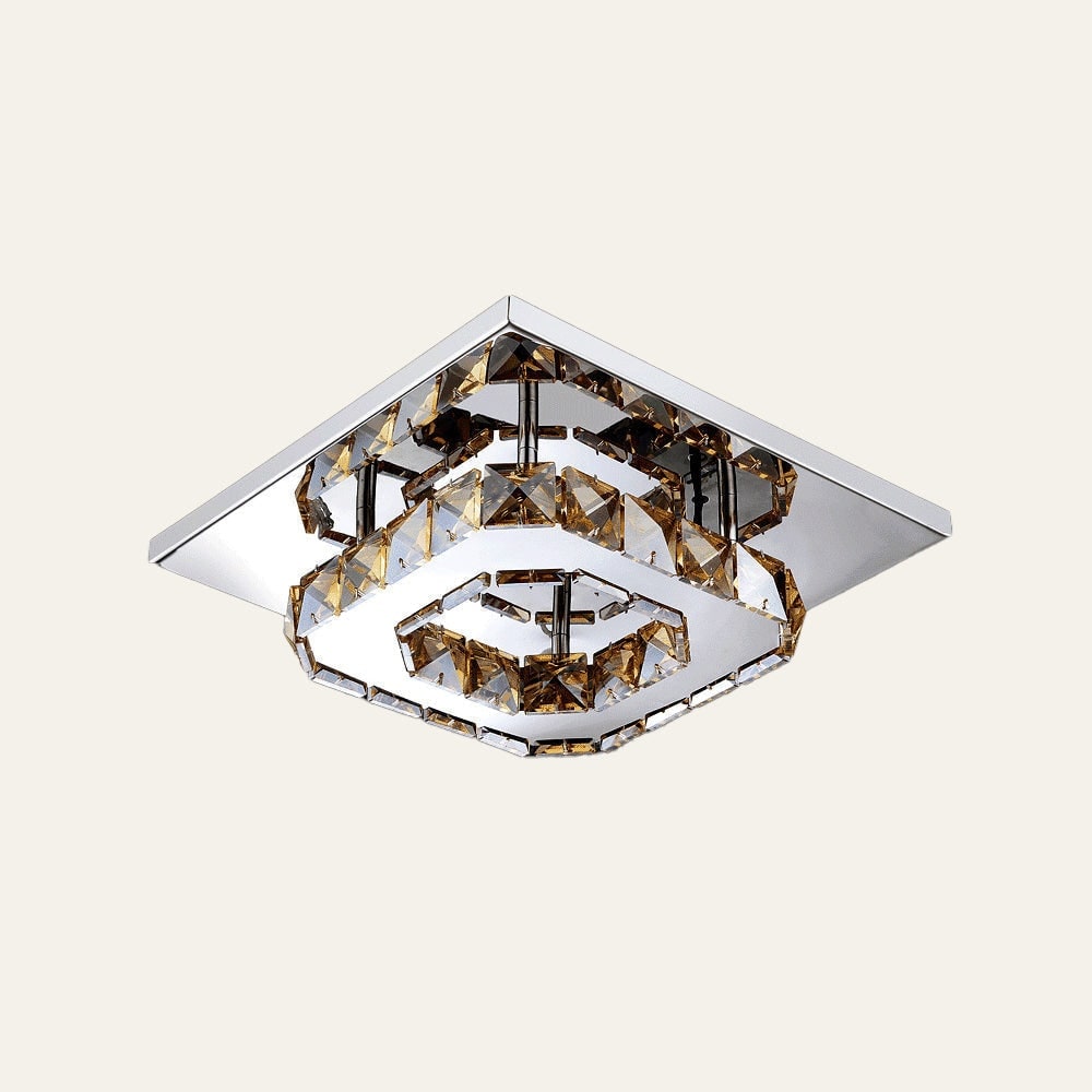 Flush Mount Ceiling Light with Faceted Crystal and Square Design for Bedroom Kitchen Dining Room - Image 5