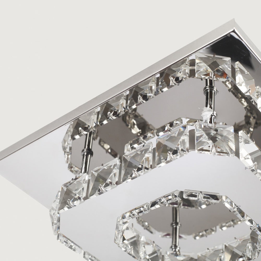 Flush Mount Ceiling Light with Faceted Crystal and Square Design for Bedroom Kitchen Dining Room - Image 6