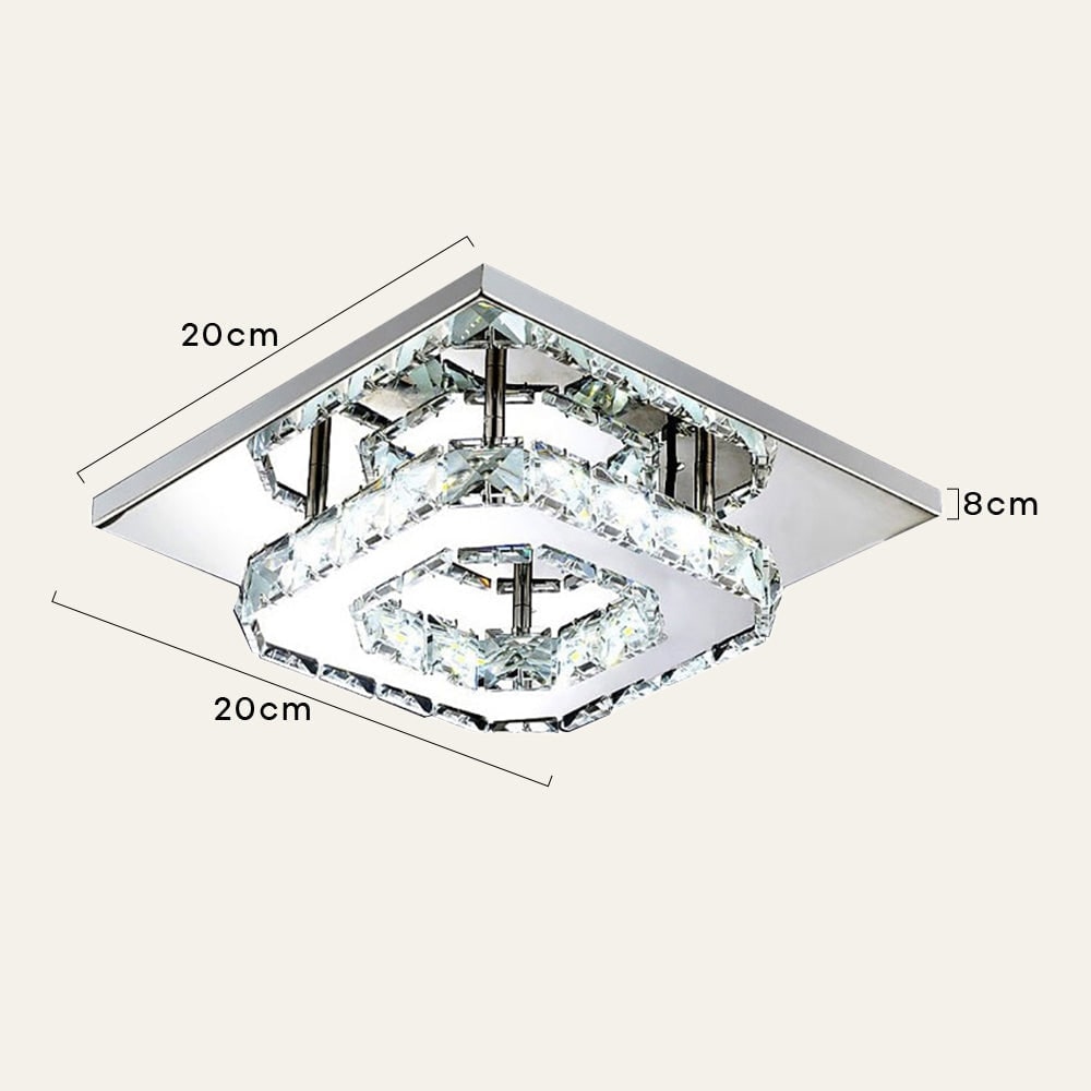 Flush Mount Ceiling Light with Faceted Crystal and Square Design for Bedroom Kitchen Dining Room - Image 8