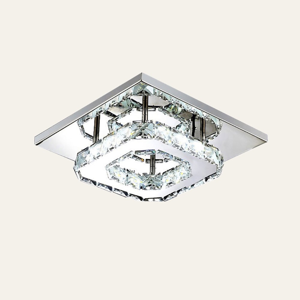 Flush Mount Ceiling Light with Faceted Crystal and Square Design for Bedroom Kitchen Dining Room - Image 9