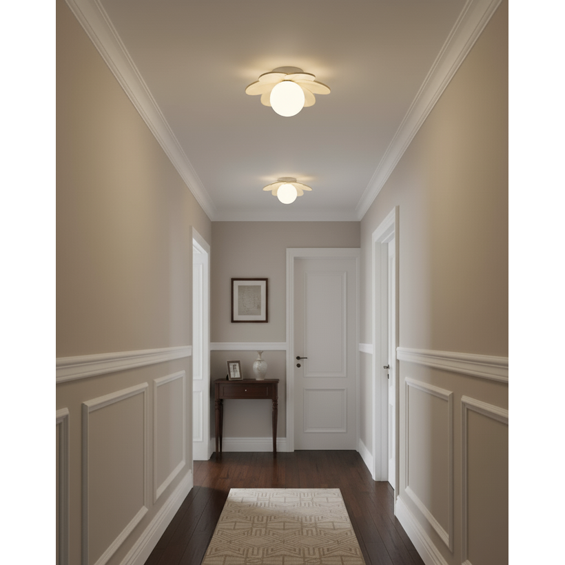 Flush Mount Ceiling Light with Floral Glass Petals and Frosted Diffuser - Image 7