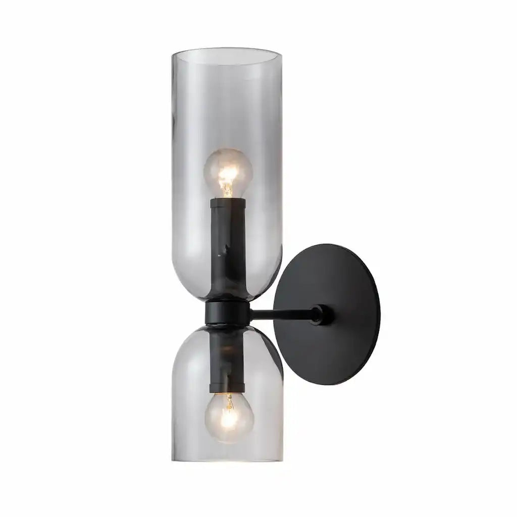 Wandleuchte mit zwei skulpturalen Glasschirmen, moderne zeitgenössische Beleuchtung