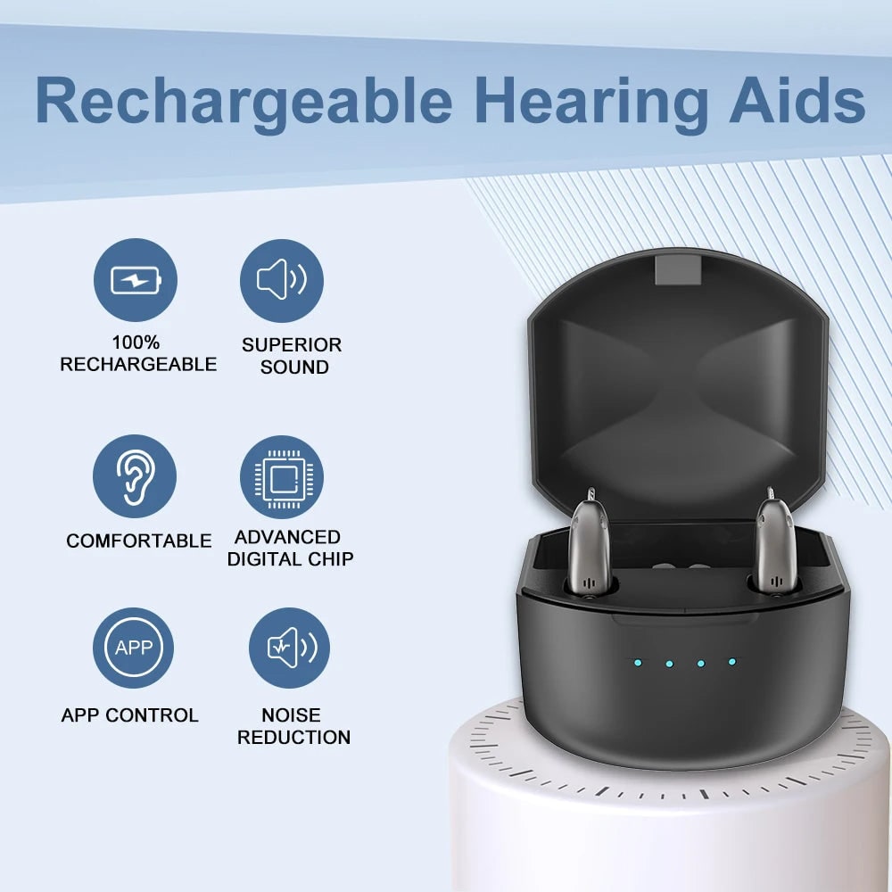 Hearing Aids Bluetooth Rechargeable Behind-The-Ear with Noise Reduction - Image 9