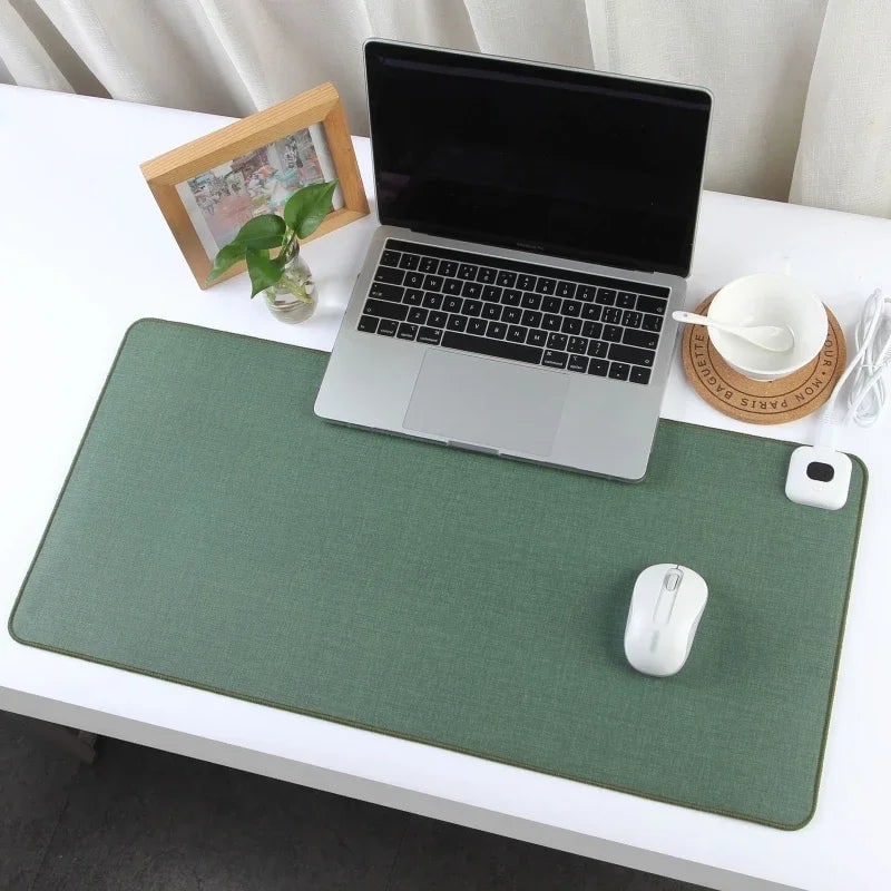 Heated Desk Mat with Adjustable Temperature Control and Stitched Linen Surface - Image 4