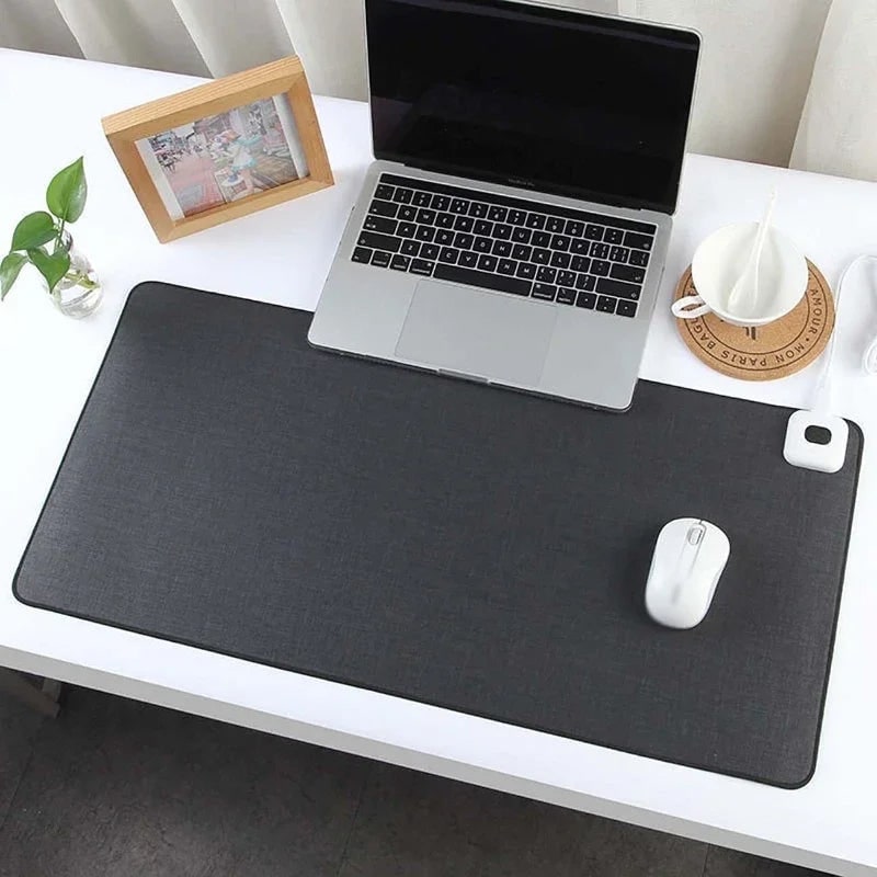 Heated Desk Mat with Adjustable Temperature Control and Stitched Linen Surface - Image 5
