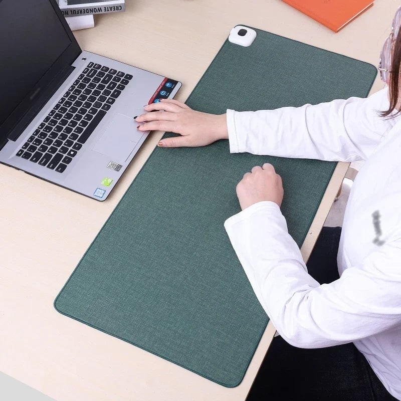 Heated Desk Mat with Adjustable Temperature Control and Stitched Linen Surface - Image 6