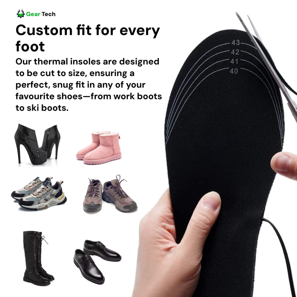 Heated Insoles with USB Charging Trim to Fit Shoe Inserts for Winter Warmth - Image 4